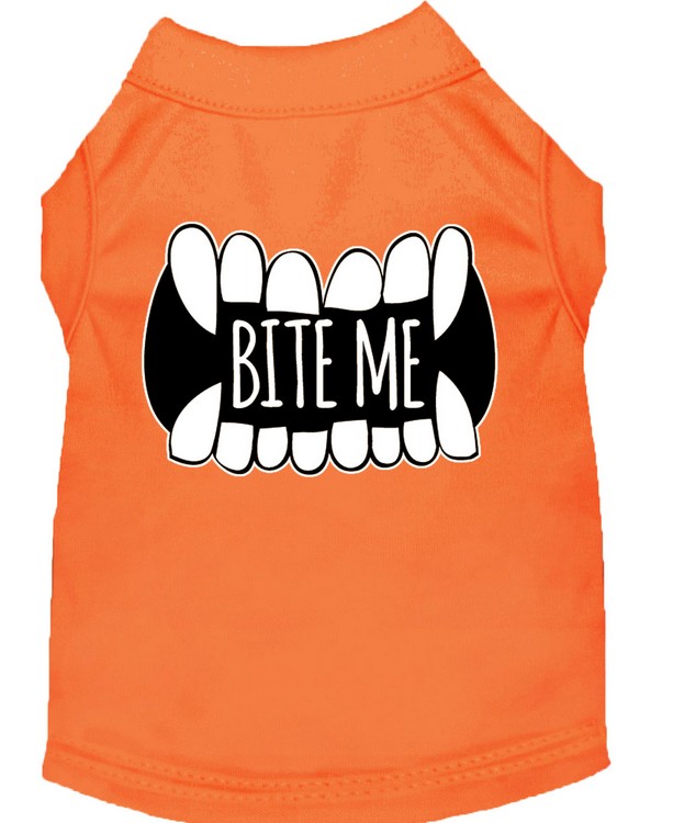 Bite Me Screen Print Dog Shirt Orange XS